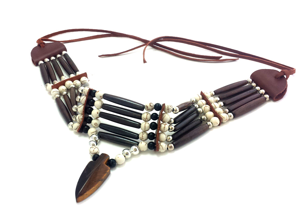 Native Traditional Buffalo Bone Hairpipe Choker Necklace 