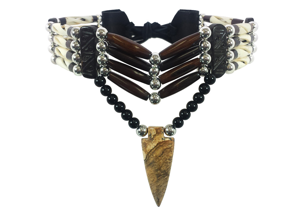 Handmade Native American Style Buffalo Bone Hairpipe Tribal Choker Necklace Set 